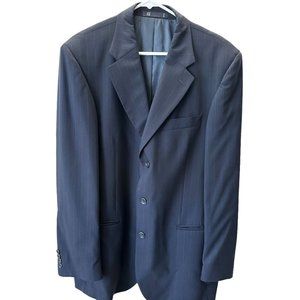 Emanuel Ungaro Men's Suit Set Dark Blue with Strips Size 42L/36W Pre-owned